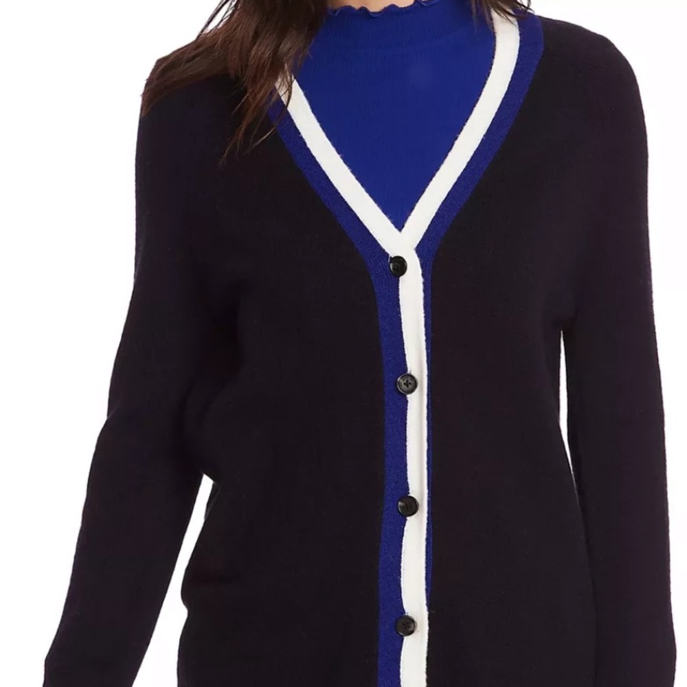 Court and Rowe Cardigan Sweater Stripe Trim Rich
